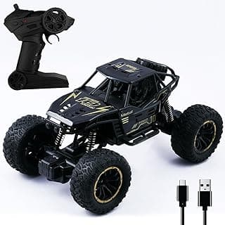 Wembley Rock Crawler Monster Truck| Remote Control Car Toy for Boys| Powerful Rechargeable RC Car| Multifunctional Rock Climbing Toys for Kids with 5 Functions| Ideal Birthday Gift for Kids (Black)