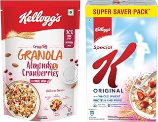 Kellogg's Combo, Kellogg's Crunchy Granola Almonds and Cranberries 460g and Kellogg's Special K Original, Breakfast Cereals, 900g