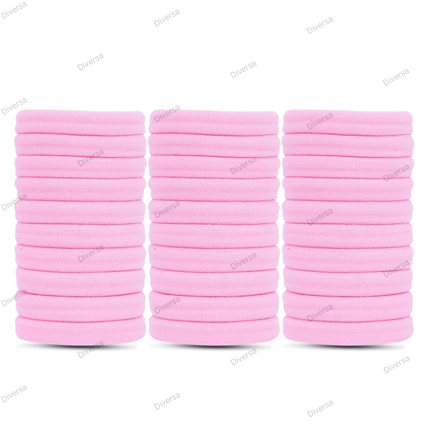 DIVERSA Hair Ties, Ponytail Holders for Thick Thin Hair, Elastic Hair Ties for Women, Girls, No Cease Nylon, Soft Seamless Hair Bands, No Damage (Pink, Pack of 30 Ps)