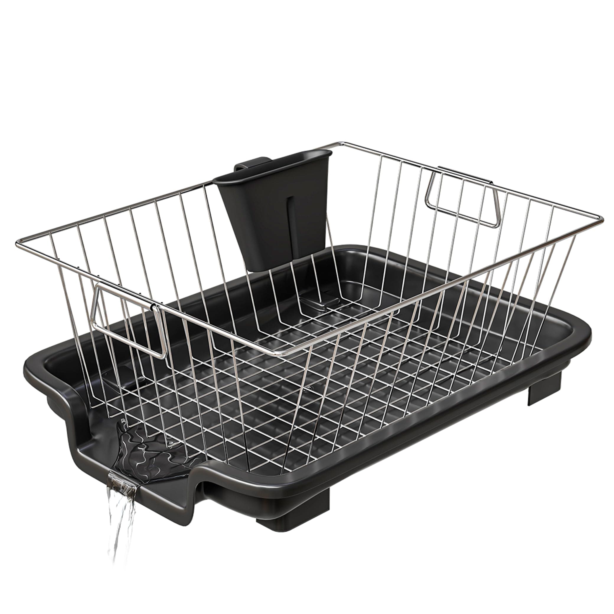 TEX-RO Dish Drying Rack with Drainer Tray | Stainless Steel Vessel Drainer Basket for Kitchen | Utensils Drying Rack with Spout | Bartan Basket Stand for Sink | Kitchen Dish Rack, 29 cm