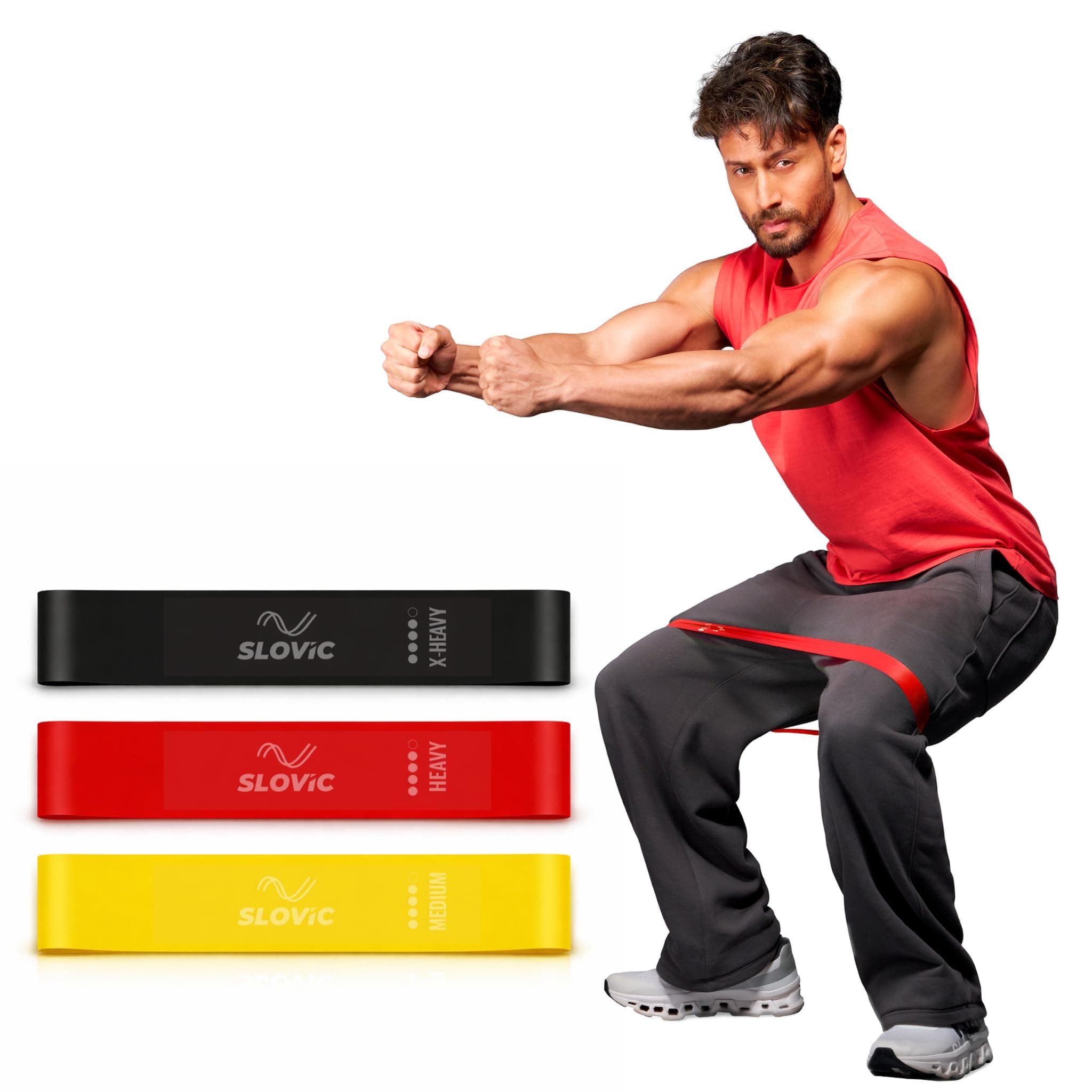 SLOVIC Resistance Bands Mini Loop | Loop Hip Band for Women & Men for Hip, Glutes, Legs and Squats Exercises | Thera Band for Fitness | Gym Equipment for Home Workout | Resistance Band Set of 3