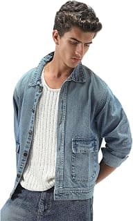 Urbano Fashion Men's Relaxed Fit Full Sleeve Utility Denim Jacket