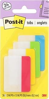 Post-It Tabs, 2-Inch Solid, Assorted Primary Colors, 6-Tabs/Color, 4 Colors, 24-Tabs/Pack