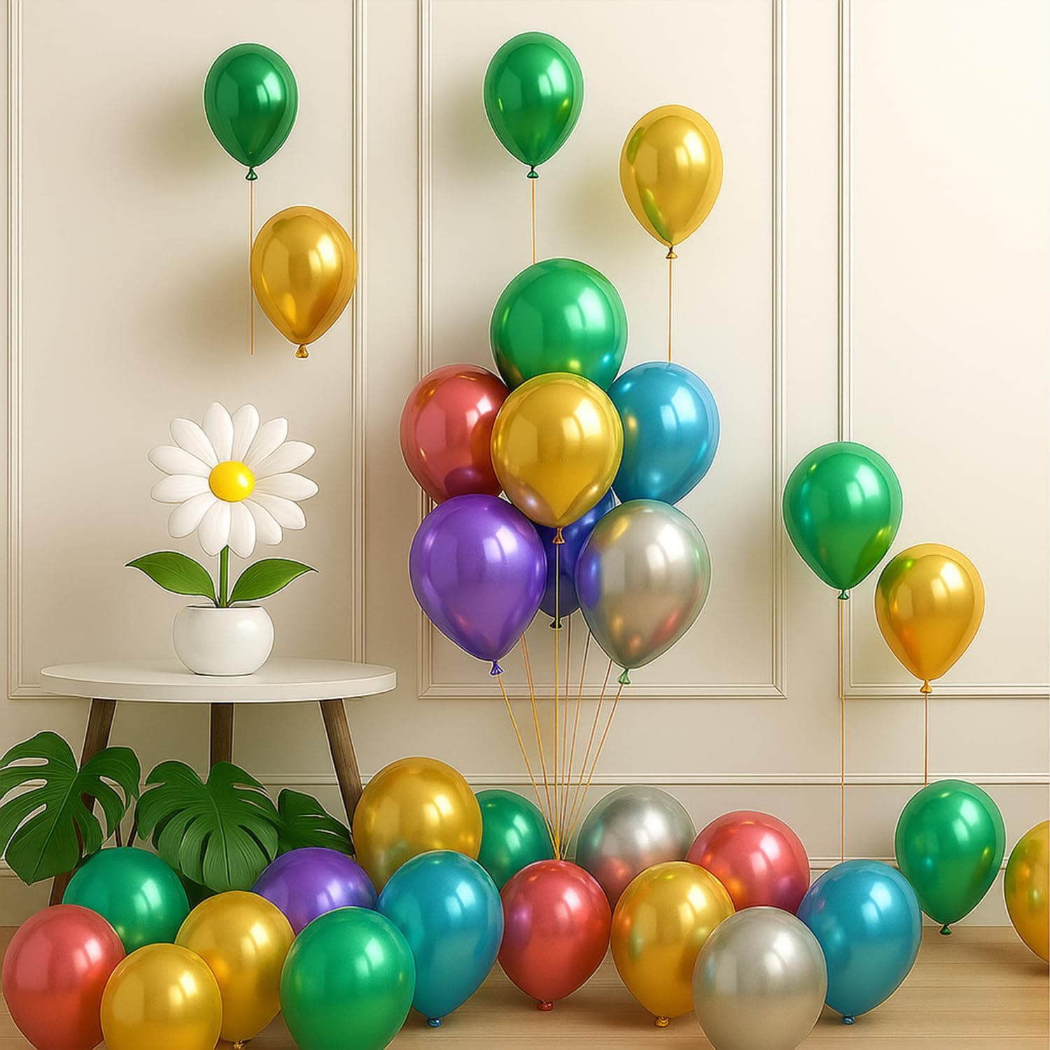 Rozi Decoration Party Decoration Chrome Balloons Multicolor for Birthday Anniversary Baby Shower Pack of 20 Piece