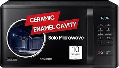 Samsung 23 L Solo Microwave Oven (MS23A3513AK/TL, Black, Auto Cook Programs, Child Safety Lock, Memory Feature, Deodorization, Ceramic Enamel Cavity with 10 year warranty)