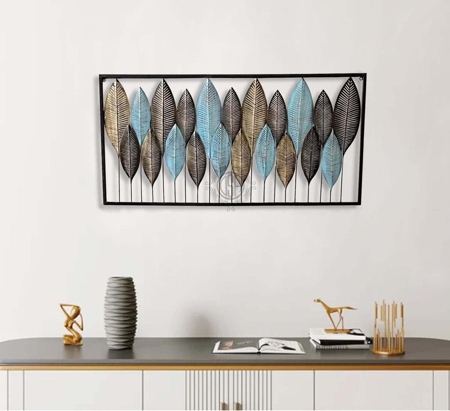 DSH CRAFTING YOUR CURIOSITY Metal Wall Decor Wall Hanging Multi Color Wall Arts for Home Hotel Office Living Room Bedroom (Blue Fern)