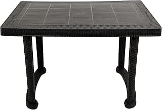 Esquire Trofi Plastic Dining Table-Black, 4 Seater, Cane Matte Surface