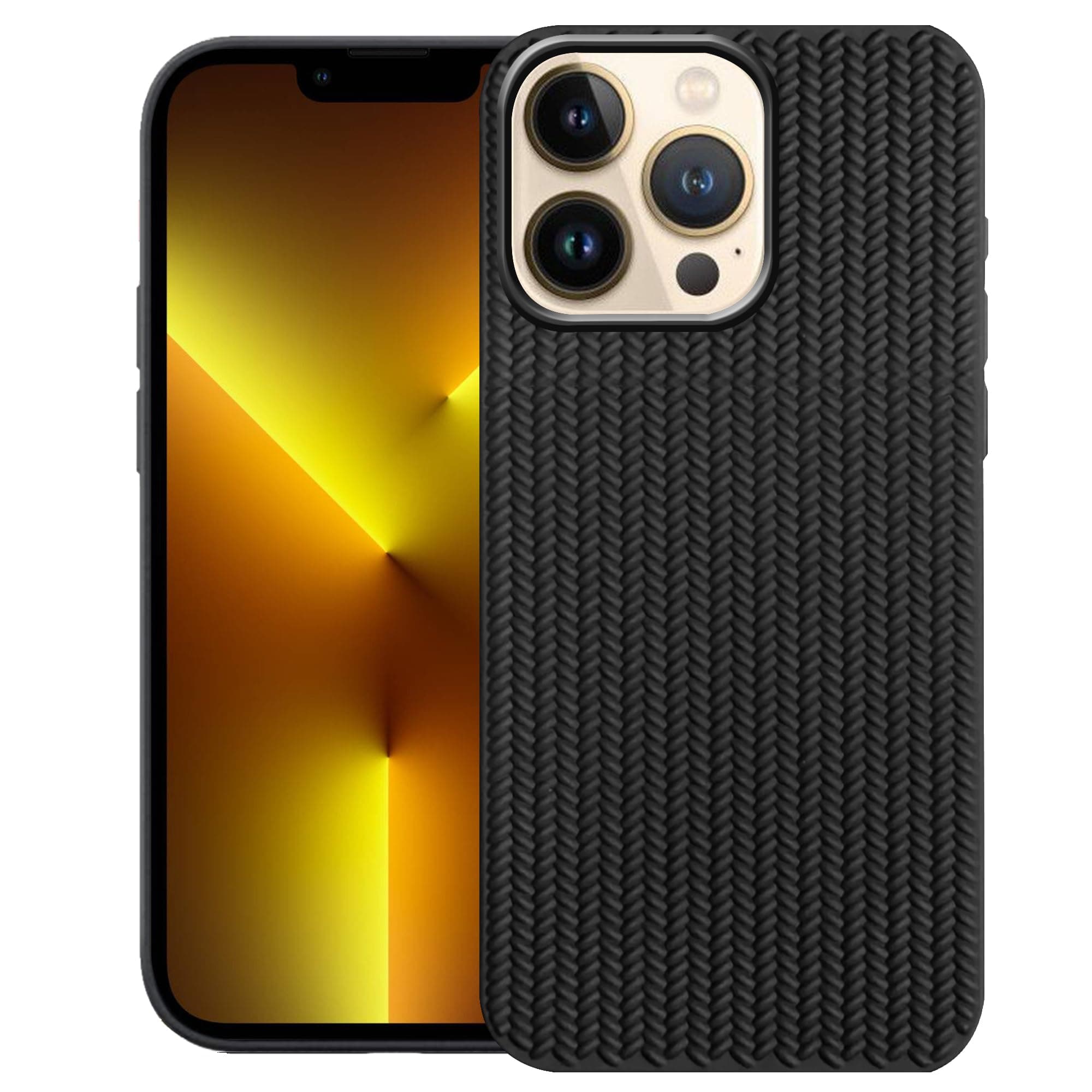 amazon basics Braided Design Case Cover for iPhone 13 Pro | Matte Finish | (Black, iPhone 13 Pro)