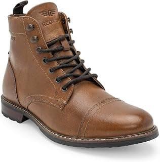 Red Tape Men'S Boots Black Leather Round Toe Lace-Up Responsive Sole