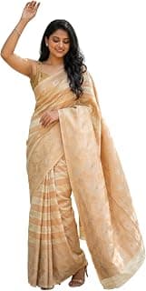 MIMOSA Women's Tussar Art Silk Banarasi Saree (Unstitched Blouse) | Zari Woven Design | NA Wear | 6.2 Mtrs