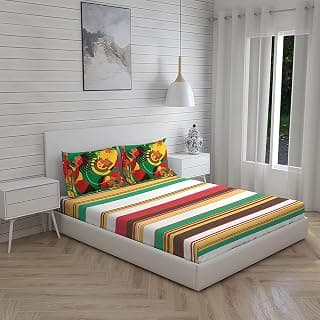BOUTIQUE LIVING Light Weight & Durable Bedsheet Set for Double Bed | 1 Wrinkle Resistant Double Bed Sheet & 2 Pillow Covers | Yellow Size - 87 x 95 | Ethnic Print, Yellow