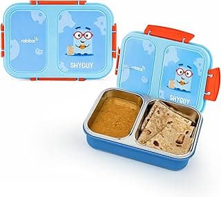 rabitat Yumzee Kids Lunch Box 750ml – Leakproof Stainless Steel Bento Tiffin for School, Boys & Girls | BPA-Free, Food-Grade Steel, Easy-Open Lock | 2-Year Brand Warranty | Shyguy