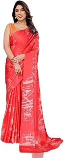 Amazon Brand - Tavasya Floral Print Bollywood Satin Saree With Blouse