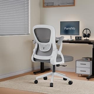 Spark Ergonomic Mid Back Office Chair with 3D Adjustable Armrest, Lumbar Support, Revolving Mesh Chair - Home & Office | 3 Years Warranty (White-Grey)