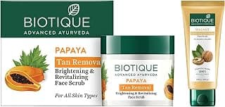 Biotique Bio Papaya Revitalizing Tan Removal Scrub, 75g & Biotique Bio Walnut Purifying and Polishing Scrub, 100g