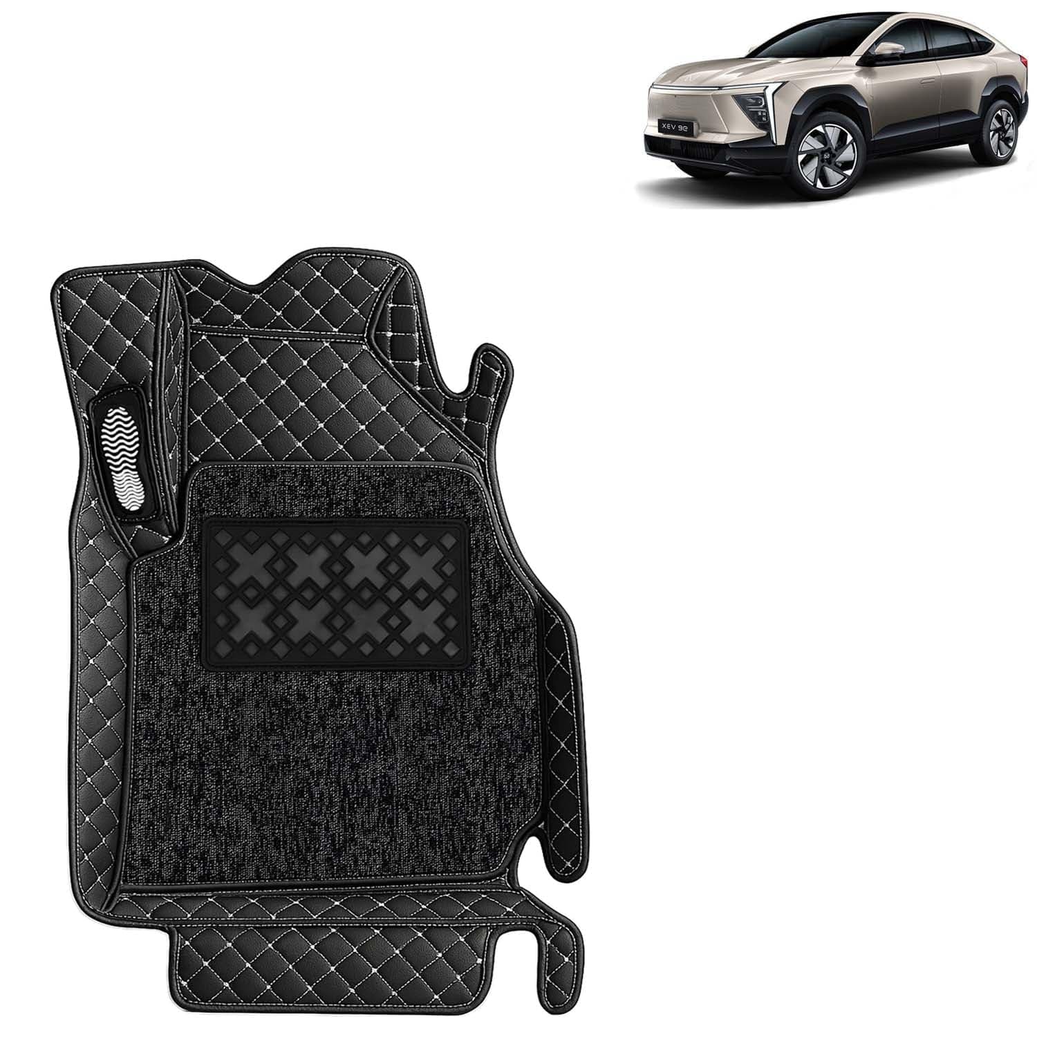 KINGSWAY Accessories Premium 7D Car Floor Mats Only Compatible with Mahindra XEV 9E Year 2025 Onwards All Model, Set of 3 Pcs, 100% Waterproof & Washable Luxury 7D Car Foot Mats, Classic Black