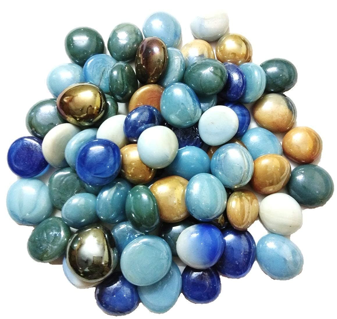 Ercole® Decorative Super Shiny Glossy Round Glass Stone Pebbles Kancha Stone for Aquarium Table Vase Pant Pots Fountain & Home Decor (10 Kg, Multicolor)