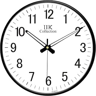 IIK COLLECTION 12-Inch Plastic Designer Analogue Sweep Silent (No Tic-Tic Sound) Quartz Movement Round Wall Clock for Home, Wall Clock for Living Room, Bedroom, (30 Cm X 30 Cm X 6 Cm), Multicolor