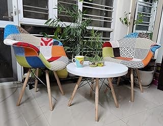 My Art Design - Set of 2 Chairs & 1 Table for Cafe Bar Office Home Accent Chair Dimension (in CM) -Length 36 Width 60 Height 82 & for Table Lenght 60 Width 60 Height 42