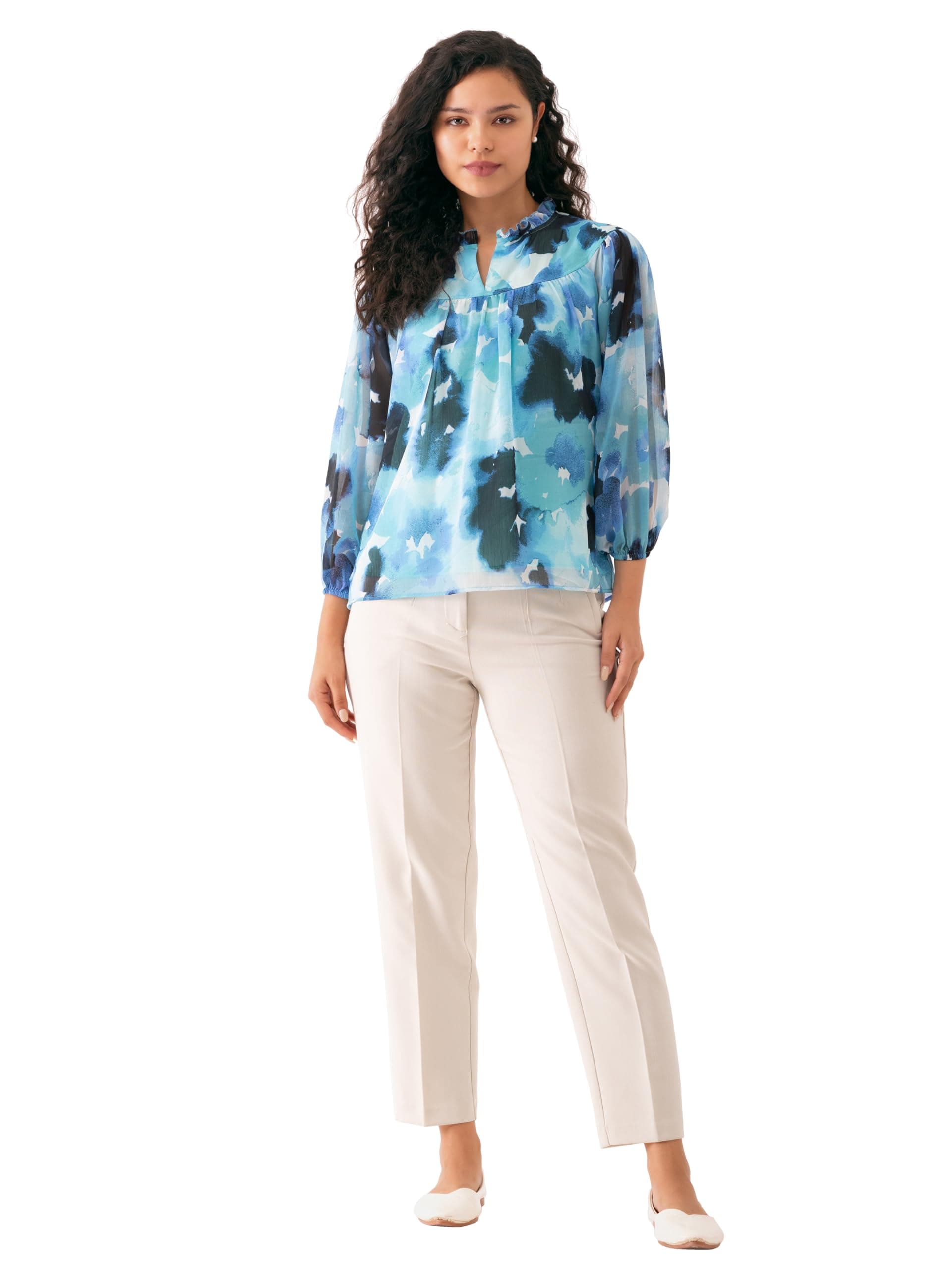 AASK Women Polyster Digital Printed Mint Top for Women