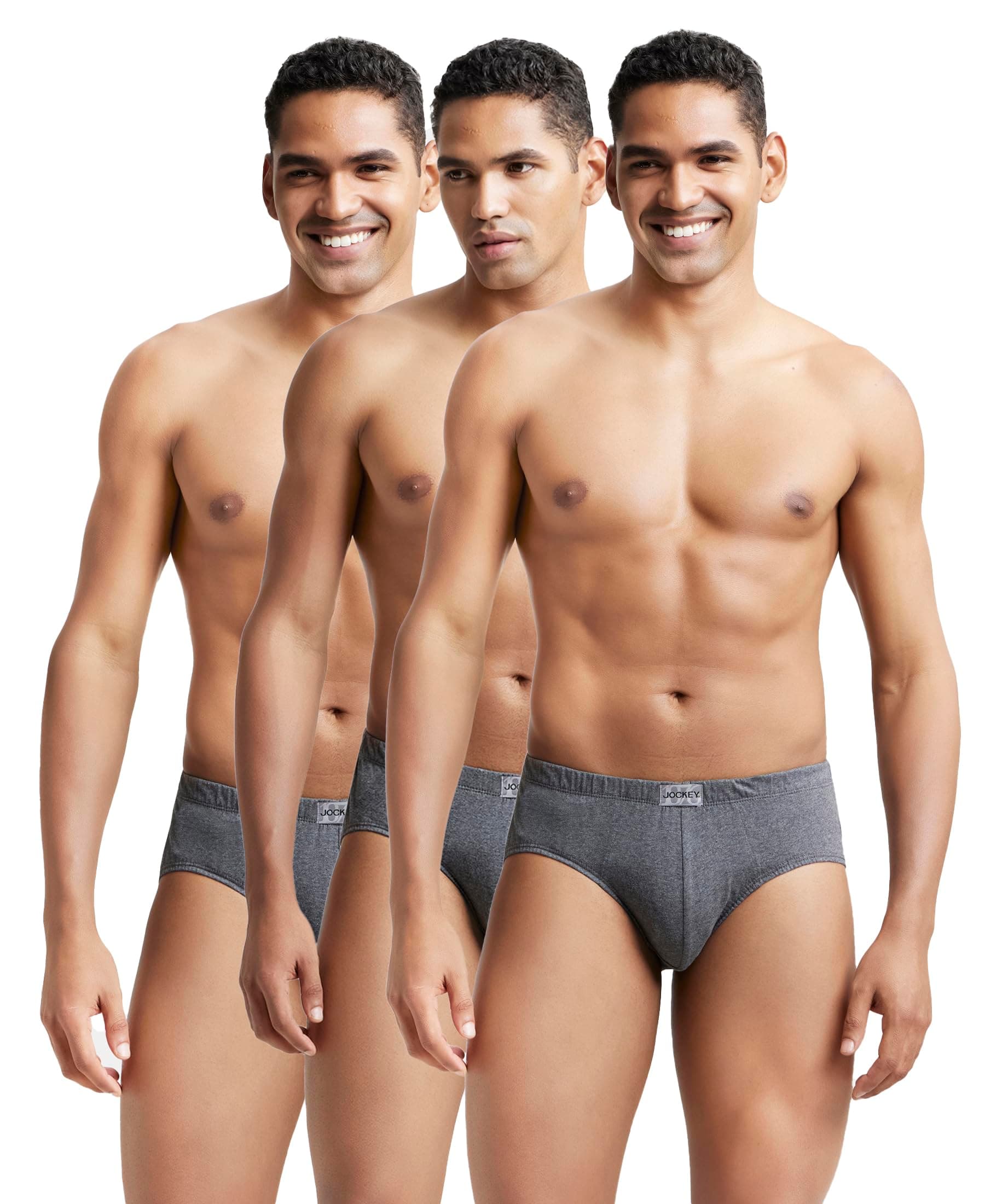 Jockey 8035 Men's Super Combed Cotton Solid Poco Brief with Ultrasoft Concealed Waistband (Pack of 3)