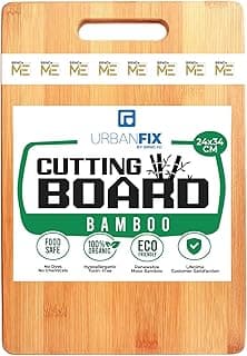 UrbanFix Large Natural Bamboo Wood Chopping Cutting Board for Kitchen Vegetables, Fruits & Cheese, BPA Free, Eco-Friendly, Anti-Microbial Durable and Easy to Clean (34 x 24cm)