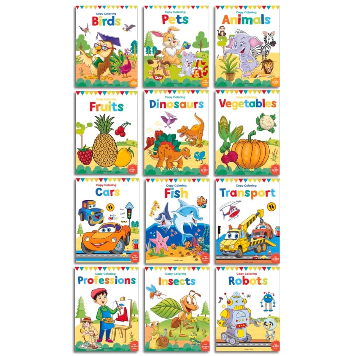 Colouring Books: Pack of 12 Copy Colour Books For Children | Premium Paper Quality | Wonder House Books
