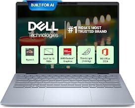 Dell 16, AMD Ryzen AI 5 340 6-core/12-thread Processor, 16GB LPDDR5X, 512GB SSD, FHD+, 16"/40.64cm, Win11, MSO'24, Ice Blue, 1.83 Kg, [Dell 16], 300 Nits IPS, Backlit+FPS Keyboard, AI Powered Laptop