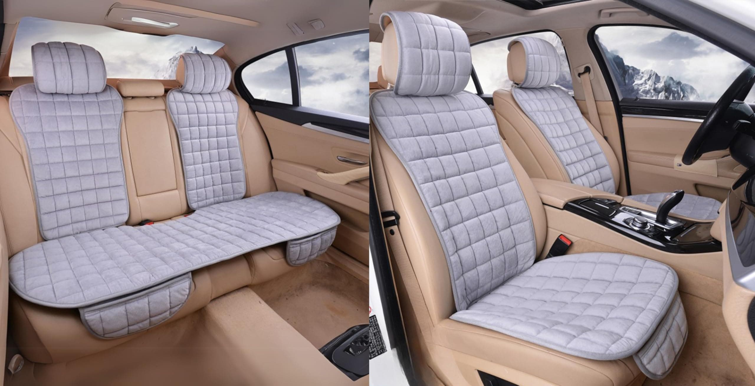 HSR 7 Pcs Set Comfortable Ultra-Soft Car Seat Cover, Breathable Flax Fabric Front & Back Seat Car Seat Cover for All Seasons - Universal Fit (7 Pcs Set)