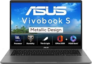 ASUS Vivobook S14,Intel Core Ultra 7 255H (Series 2),Intel iGPU,16GB RAM,512GB SSD,FHD+,14",60Hz,Windows 11,M365 Basic (1Year),Office Home 2024,Matte Gray,1.4 Kg,S3407CA-LY083WS,Metallic Design Laptop