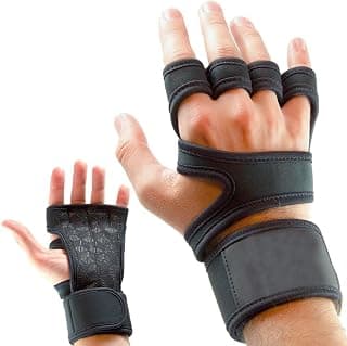 serveuttam Leosportz Workout Gloves With Wrist Support For Gym Workouts,Pull Ups,Cross Training,Weightlifting,Calisthenics,Wod- Silicone Padding - Great Hand Grip&No Calluses(Matt Black),Free Size