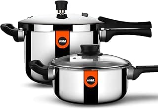 Stahl Xpress Triply 3 Liters Broad & 5 Liters Tall Pressure Cooker Combo | Stainless Steel Outer Lid Induction and Gas Stove Compatible | 5 Years Warranty