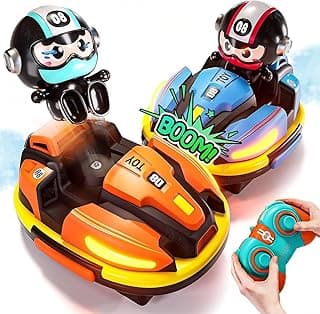 VikriDA Pack of 2 RC Bumper Cars for Toddlers | Remote Control Car Toys with Music, Lights & Water Spray – Fun Racing & Interactive Play for Kids