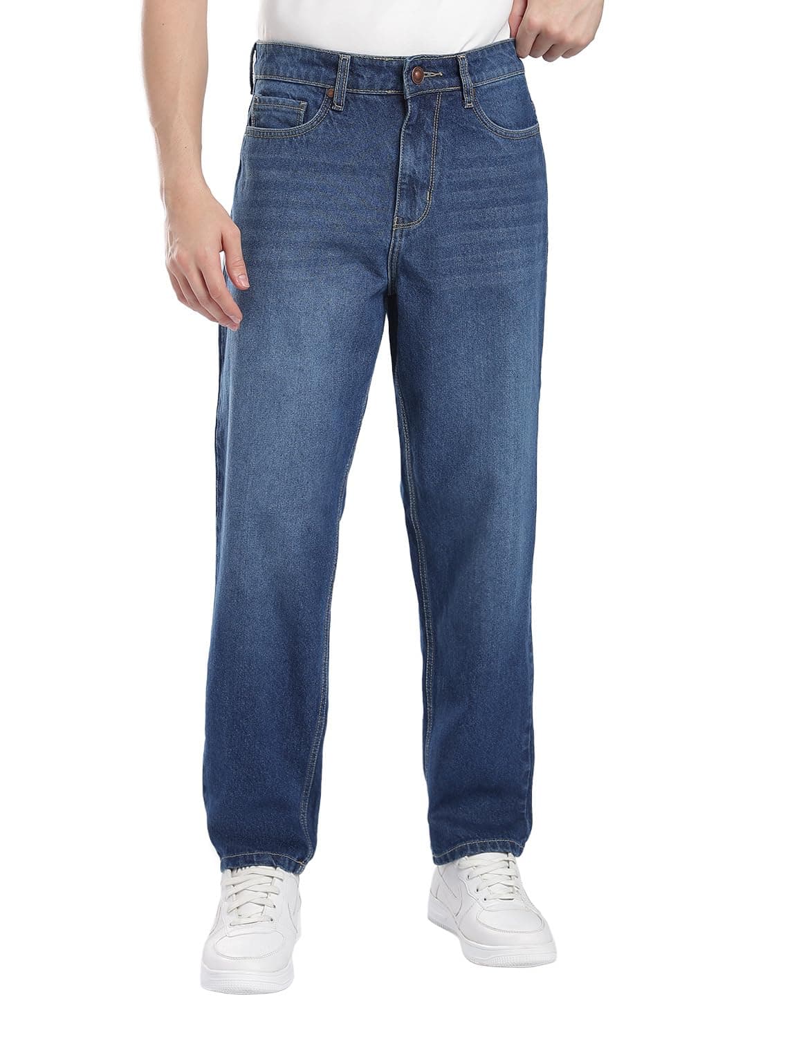 INKD Men's Relaxed Fit Jeans - 100% Cotton | Jeans for Men | Mid-Rise | Pants for Men | Comfortable Dailywear