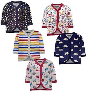 NammaBaby Unisex Baby Boys' & Baby Girls' Regular Fit Soft Hosiery Cotton T-Shirt Front Open Jhabla