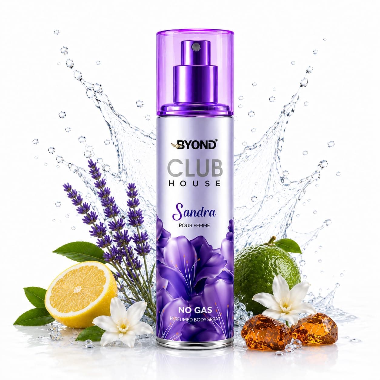 Byond Club House Sandra Long Lasting Perfume for Women, No Gas Body Spray with Vanilla Musk Patchouli, Premium Fragrance Mist, 120ml