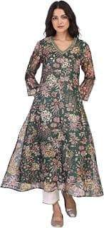 W for Woman Floral Printed Dori Embroidery Straight Kota Doria Kurta