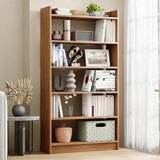 Lukzer Engineered Wood 6 Tier Bookcase Open Book Shelf Storage Cabinet (MR-007 / Brown Oak / 134 x 24 x 71cm) DIY(Do It Yourself)