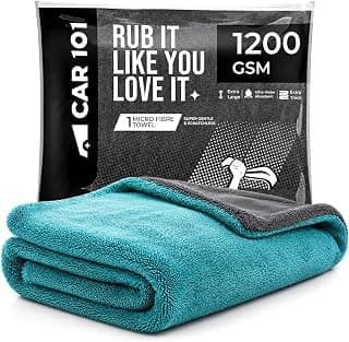 CAR101 Microfiber Cloth with Plush Pile 1200 GSM (60x40cm) - Dual Color | Multipurpose | Lint-Free | Soft & Highly Absorbent | Twisted Loop Microfiber Towel for Cars & Bikes | Drying and Detailing