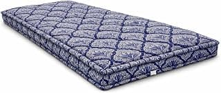Handmade Cotton Filled Foldable Gadda Mattress, Shiny Blue, 2.5 x 6 Feet | Firm Comfort, Shiny Dot Pattern, For Bed, Bedroom, Living Room, Floor Sleeping, 30 x 72 Inches or 75 x 180 cm