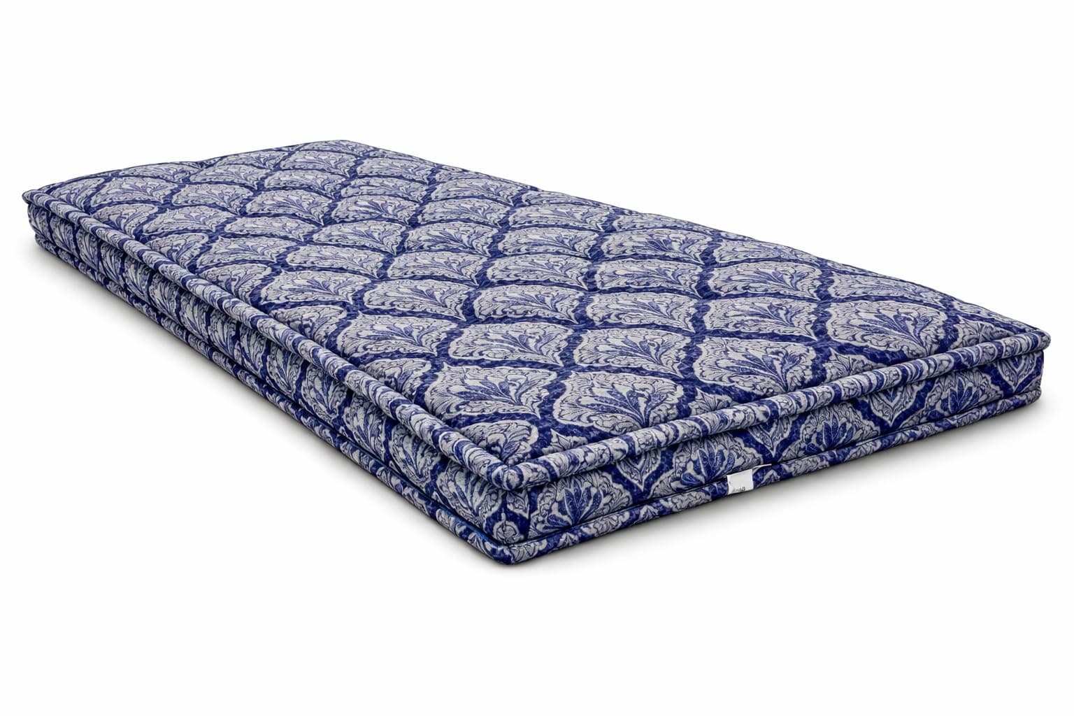 Handmade Cotton Filled Foldable Gadda Mattress, Shiny Blue, 2.5 x 6 Feet | Firm Comfort, Shiny Dot Pattern, For Bed, Bedroom, Living Room, Floor Sleeping, 30 x 72 Inches or 75 x 180 cm