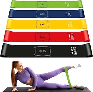 QUXIS Resistance Bands Set for Men and Women, Pack of 5 Different Levels Elastic Band for Home Gym Long Exercise Workout – Great Fitness Equipment for Training, Yoga – Free Carrying Bag