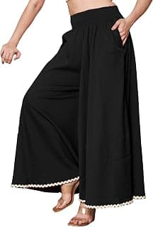 KZULLY | Palazzo for Women | Solid & Printed | Stylish Wide-Leg | Comfortable Elastic Waist Bottomwear