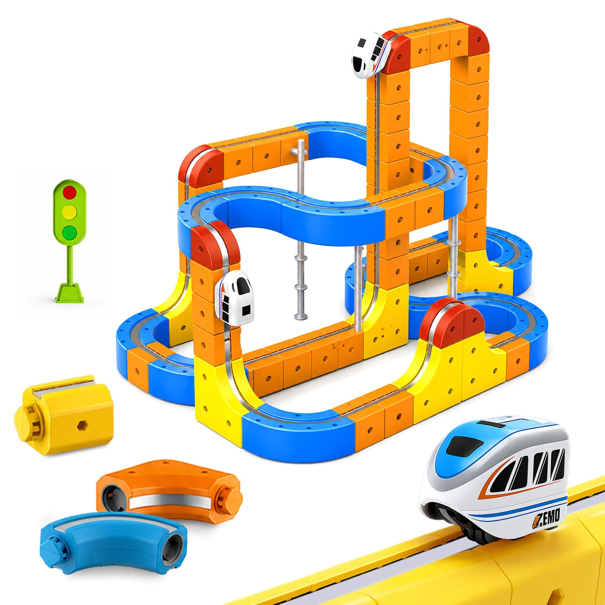 Kidology Magnetic Train Track Set for Kids | 70-Piece Flexible 3D Magnetic Monorail with Motorized Train | DIY Gravity-Defying Race Track Toy for STEM Learning | Gift for Boys & Girls
