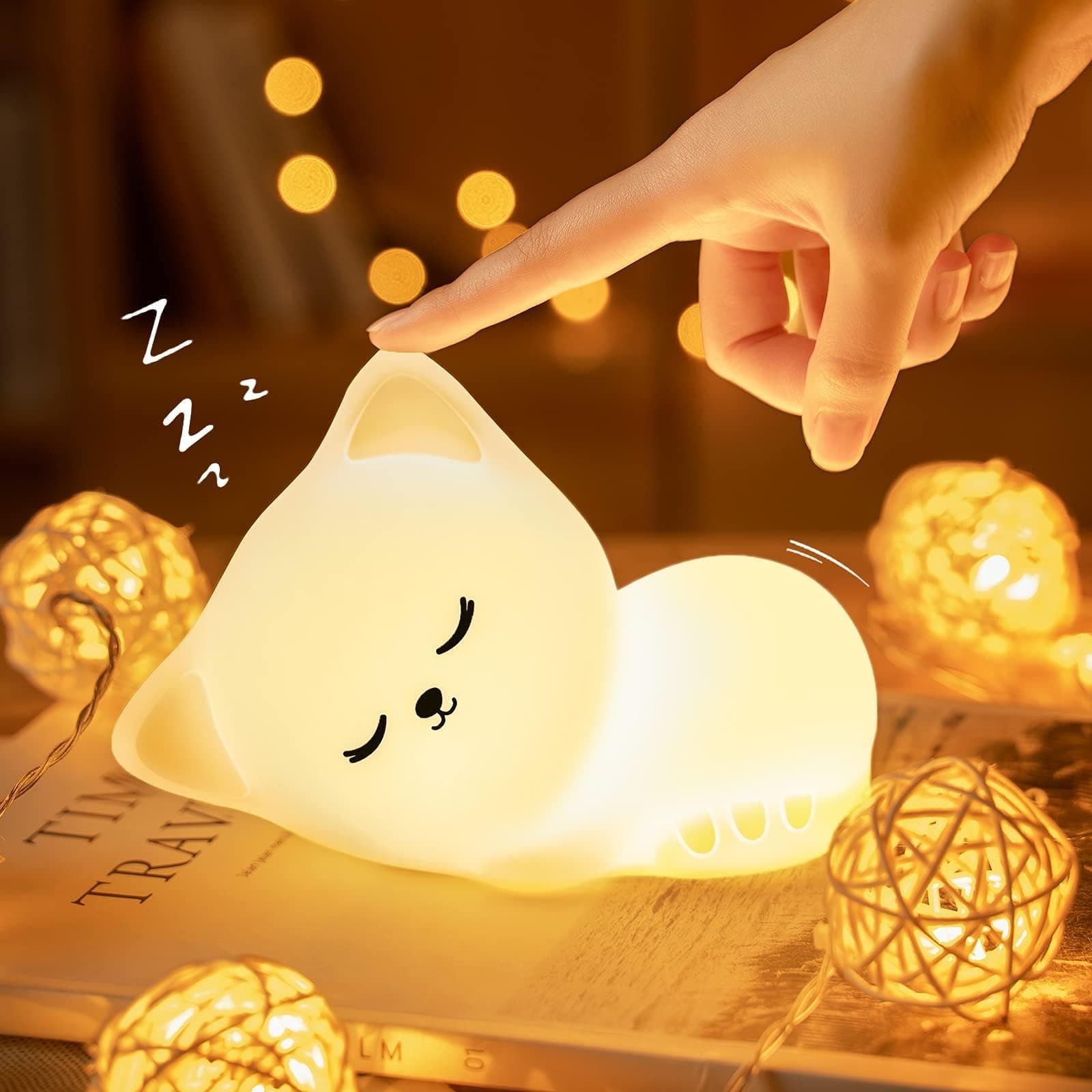 Mubarek Kitty Night High Pressure Sodium Vapor Light For Kids- Color Changing Baby Night Light,Portable And Rechargeable Kid Lamp, Best Gifts For Kids Baby Girls Boys Children Adult, White
