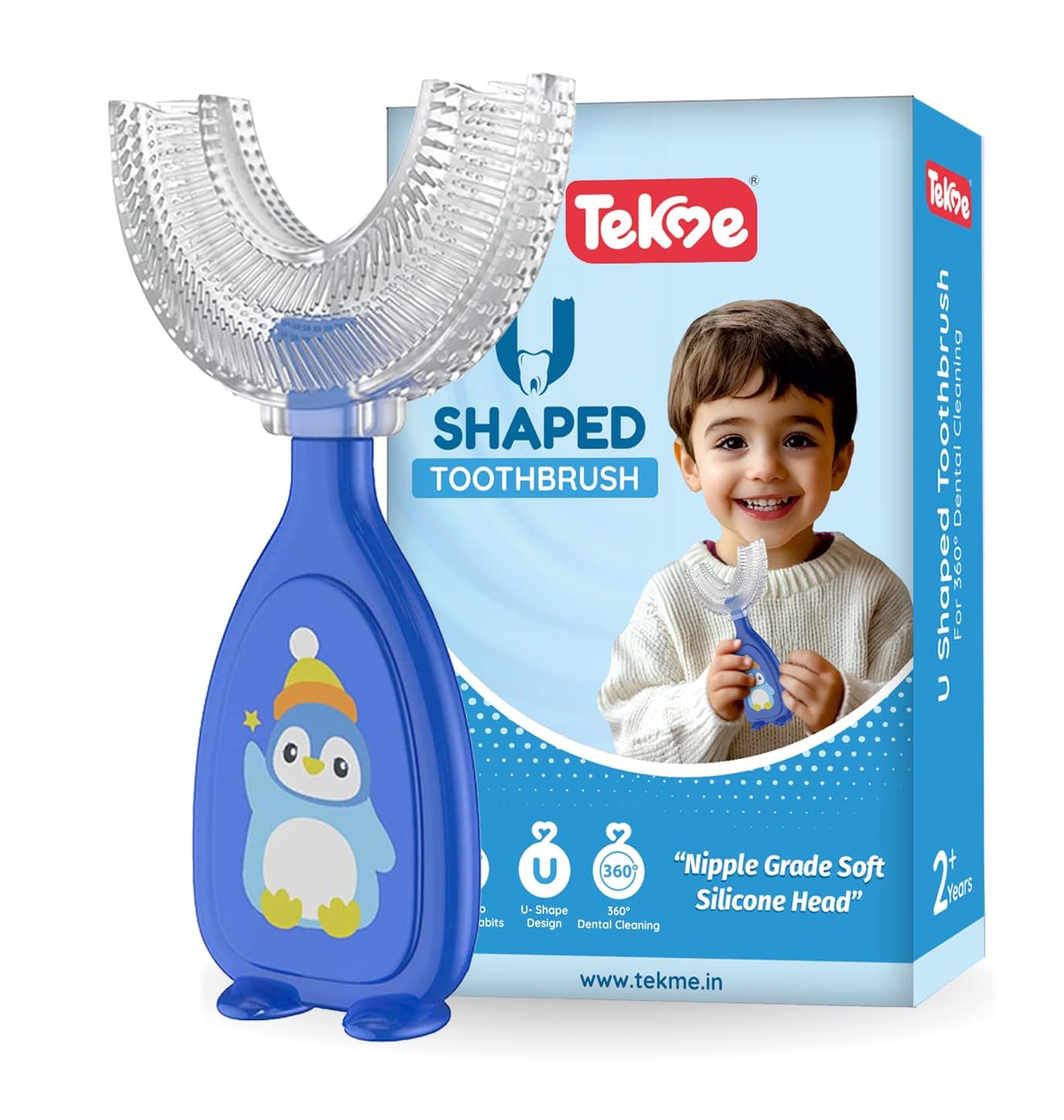 tekme U Shaped Manual Toothbrush For Kids, Food Grade Soft Silicone Brush Head, 360° Oral Teeth Cleaning Tools, Children Infant U Shape Toothbrush (6-12 Years), Multicolor