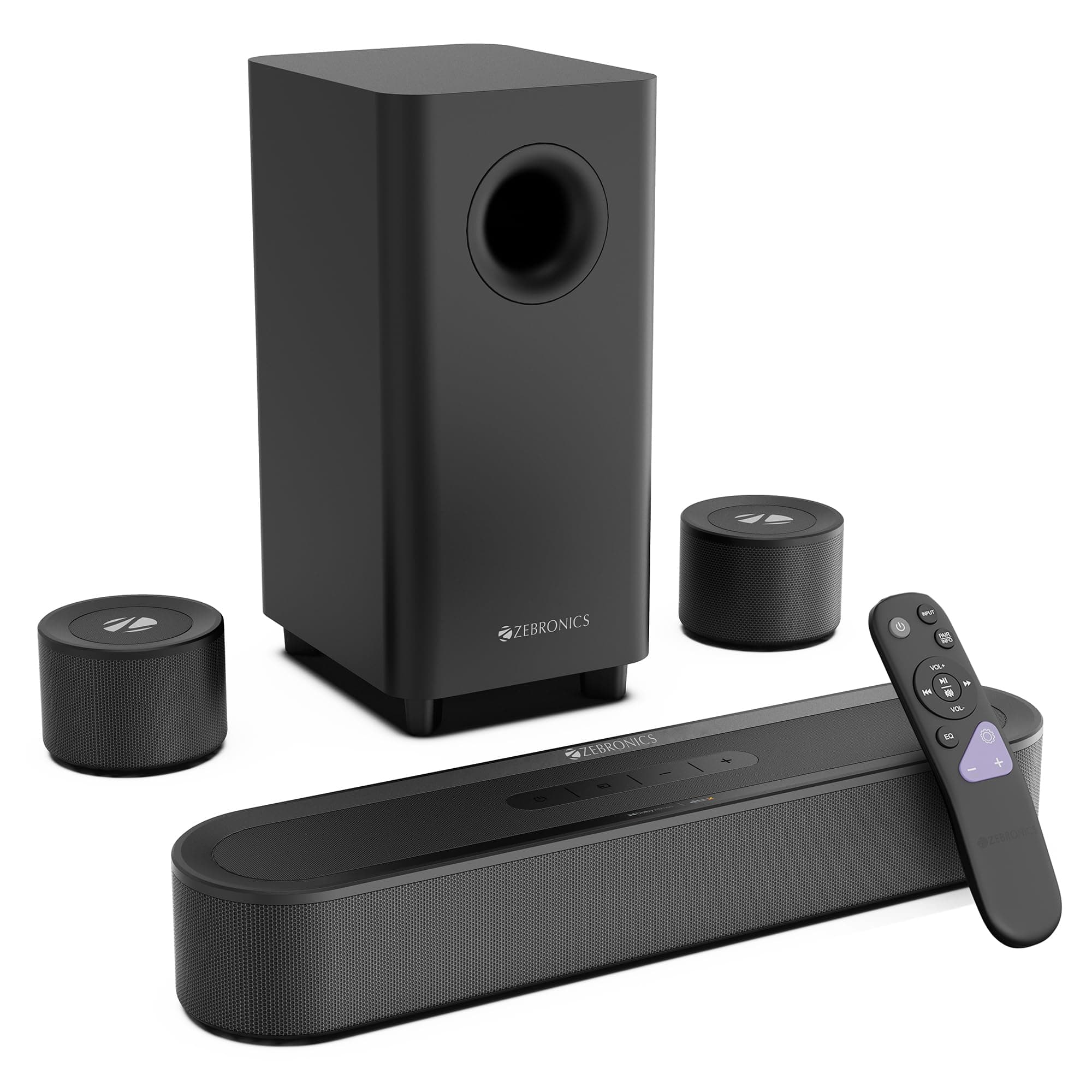 Zebronics 2026 Launch 550W Soundbar with Dolby Atmos, DTS X, 5.1 CH, 13.33cm Wireless Subwoofer & Rear Satellites, LED Display, BT v5.3, HDMI eARC, Wall Mountable, Matte Finish (Juke Bar 9710C)