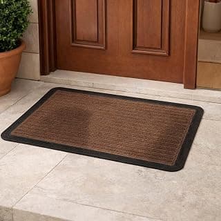 Go Hooked Rubber Door Mat 40x60 cm | Anti-Slip Floor Mat with Ribbed Textured Surface | Heavy Duty Dust & Dirt Trapper Doormat for Home Entrance, Kitchen, Bathroom, Office Indoor Use (Brown)