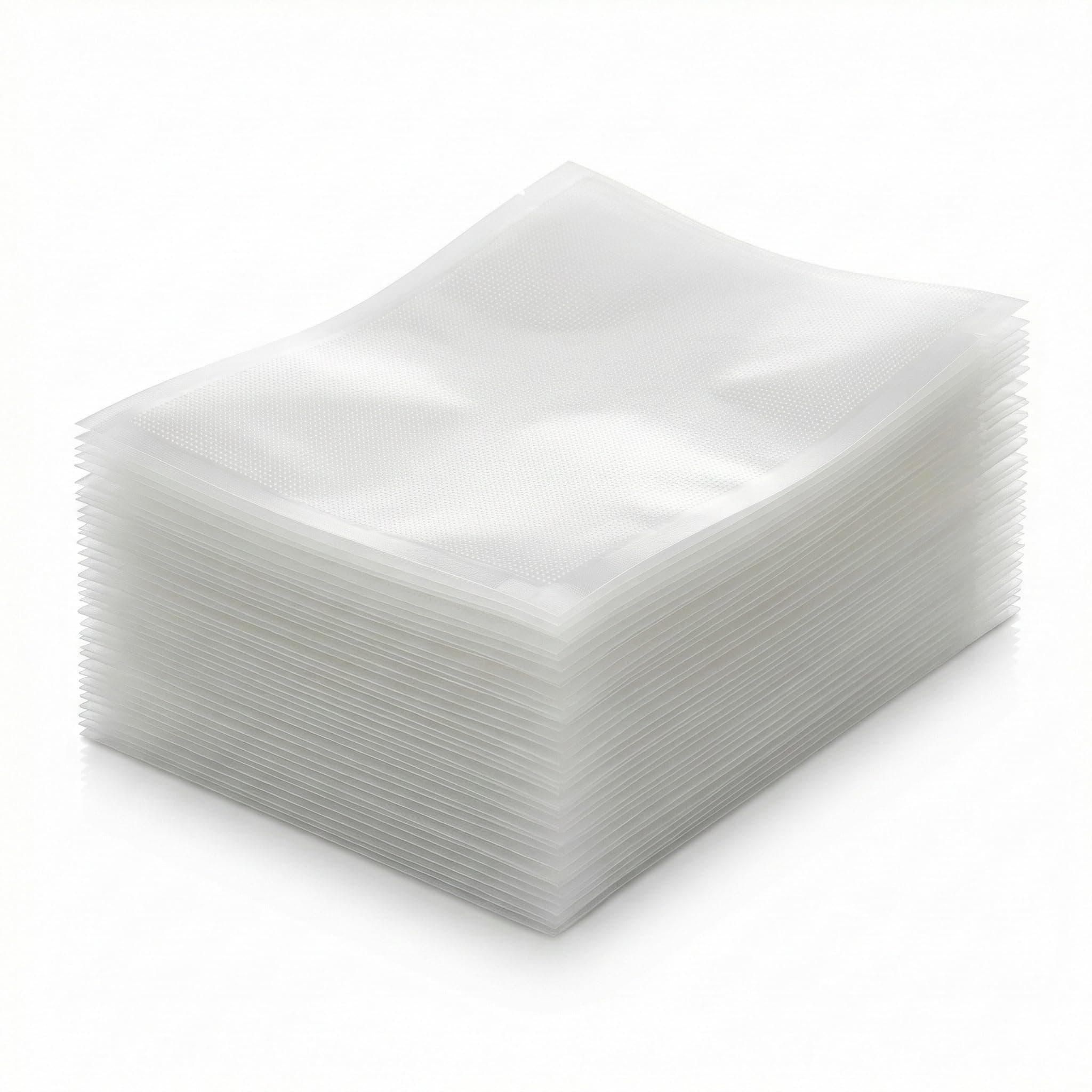Sky Flexi Pack Vacuum Pouches 16x24cm Pack of 100 | Vaccum Bags for Food Packing | One Side Dotted Embossed | BPA Free Microwaveable | Food Grade Vacuum Storage Bag Transparent | 90 Micron 500gm