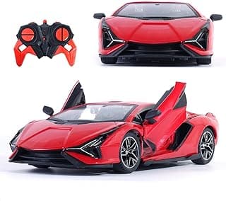 Popsugar Door Opening Remote Control Car|Rechargeable 1200mAh Lithium Battery|C-Type Charging|75-Min Runtime|2.4G Long Range Remote (100+ ft)|HighSpeed RC Car|Gift for Kids|Made in India (Red)